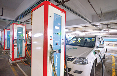 Electric vehicle (EV) charging points in the campus Candor TechSpace