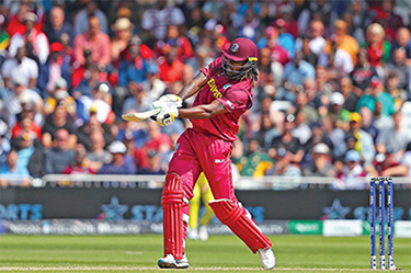 Chris Gayle of West Indies hits out during the Australia vs. West Indies match