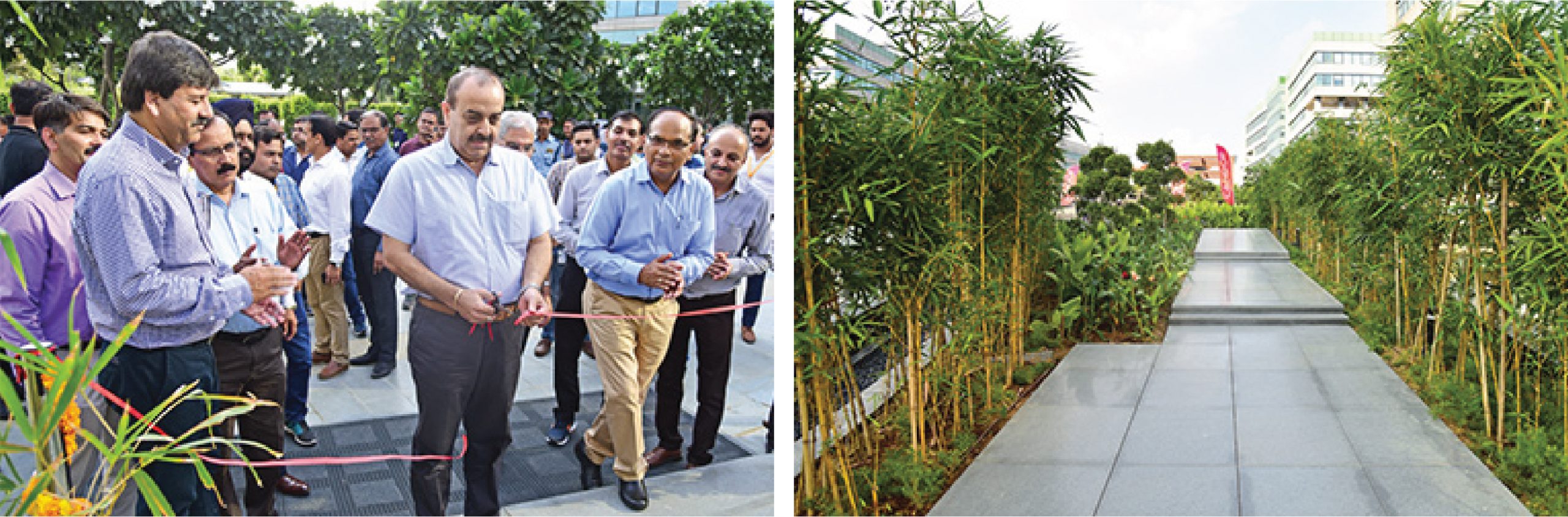 Ribbon cutting by SEZ Customs Officer Shri Harvinder Bawa & Entrance to the terrace - Candor TechSpace